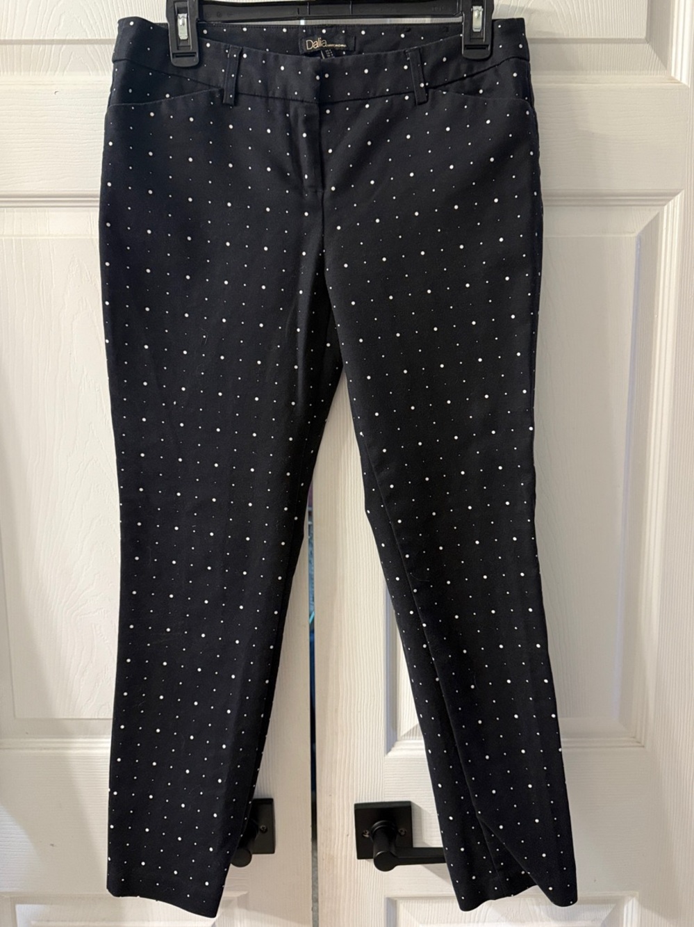 Dalia Black Cropped Polka Dot Stretch Pants